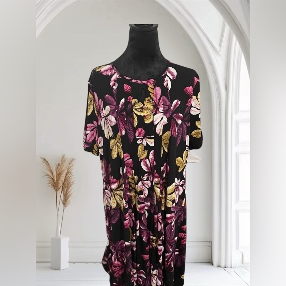 Floral Midi Dress Pink White Relaxed New Without Tags